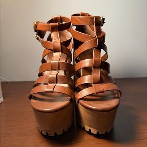 Forever 21 Brown Strappy Platform Gladiator Sandals